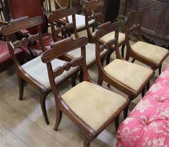 A set of six Regency mahogany dining chairs